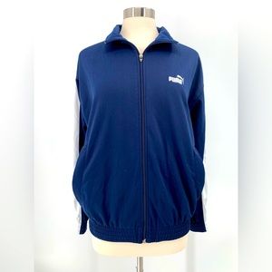 Puma - Full Zip Navy Blue & White Mens Track Jacket